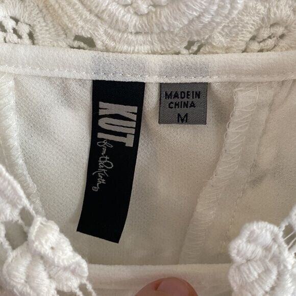 Kut from the Kloth Medium Tank Top Cami Eyelet Lace White Y2K Boho Cottage - Picture 2 of 8